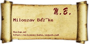 Miloszav Béke névjegykártya
